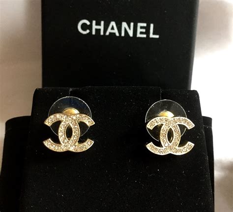 chanel metal cc stud earrings gold|authentic Chanel cc earrings.